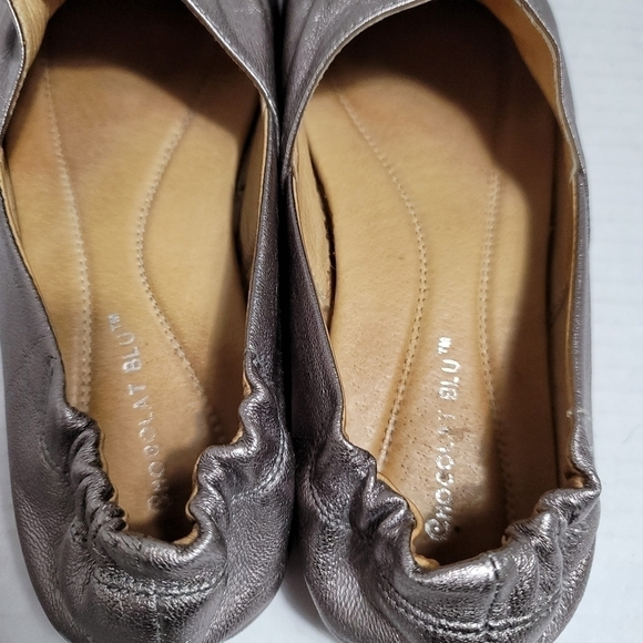 Chocolat Blu Cam2 Metallic Bronze Moccasin Pleated Flats 6 - Picture 6 of 10